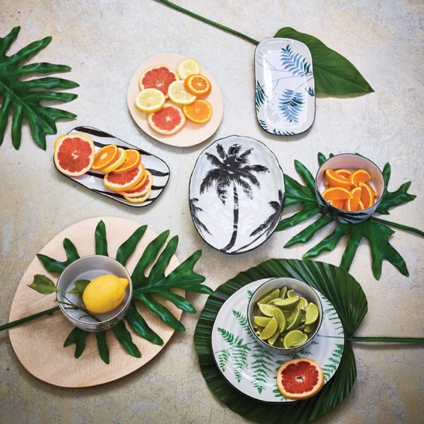 'Jungle' Porcelain serving bowl palms