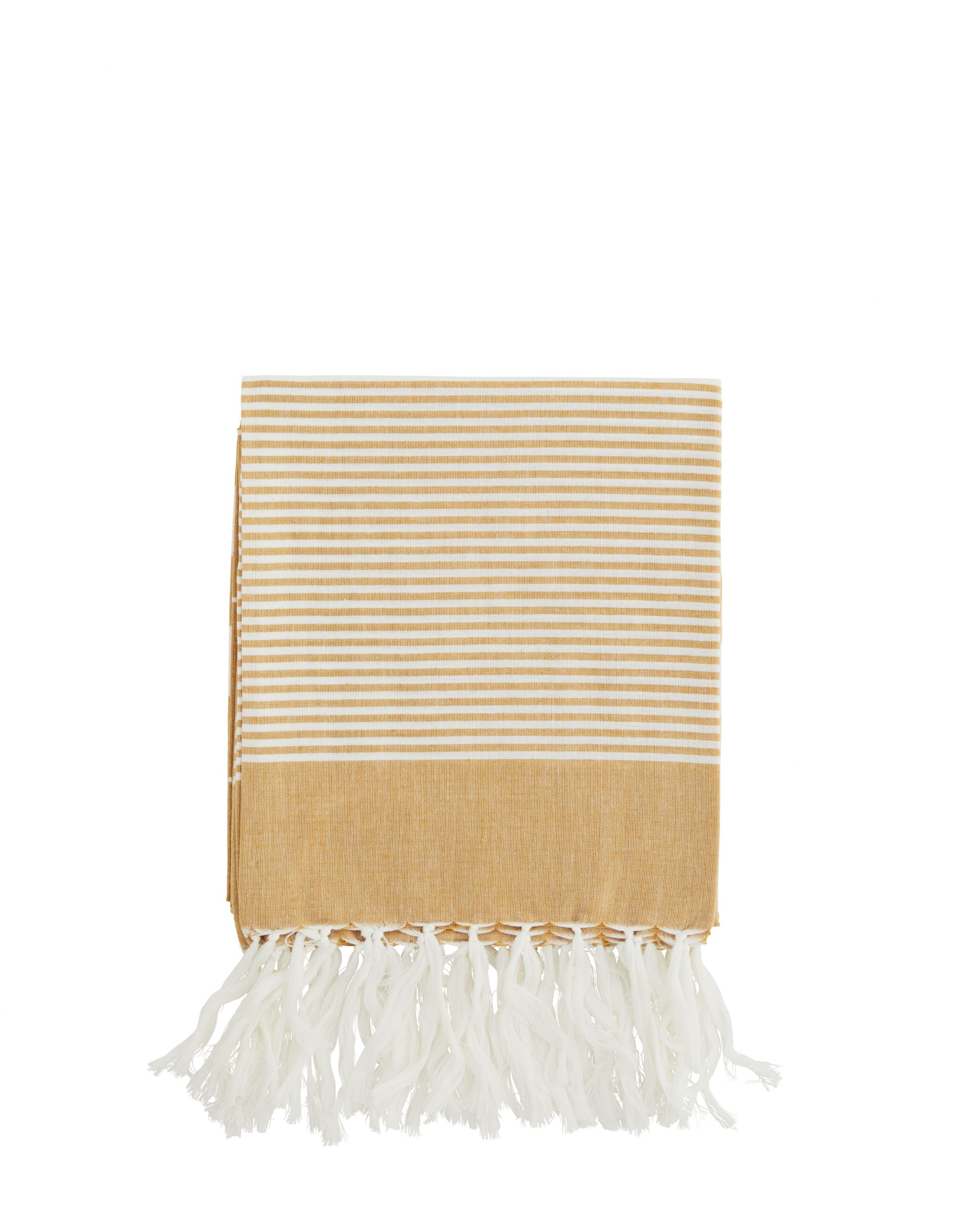 Striped Cotton Towel Geel/wit