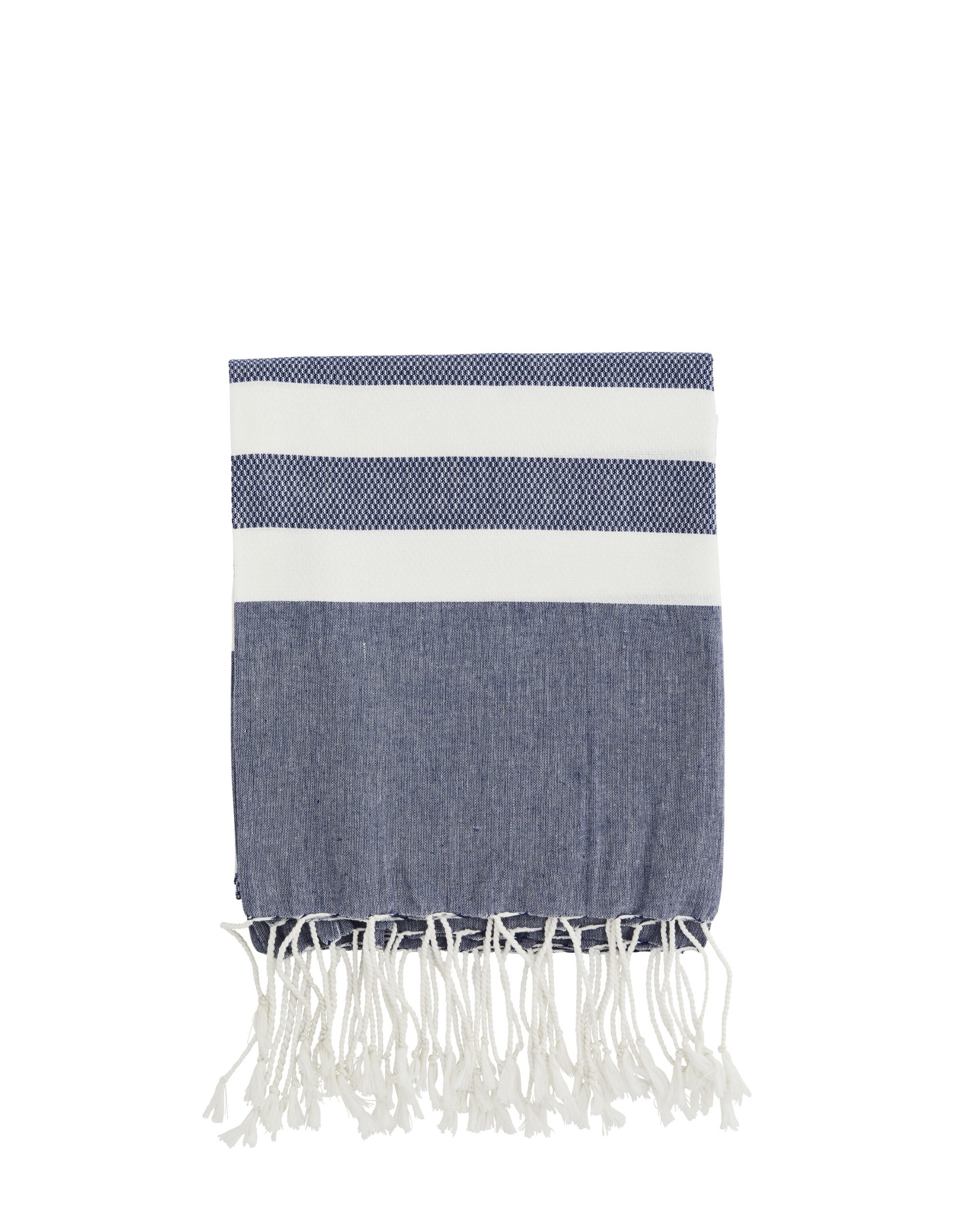 Striped Cotton Towel Blauw/Wit