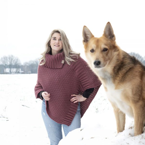 Nicky Gebreide Poncho Stone red - Afbeelding 2