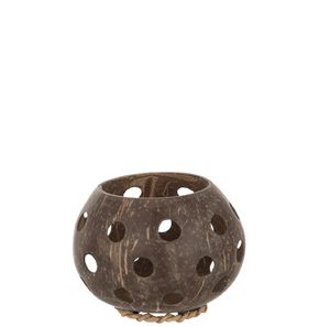 Theelicht Houder Kokosnoot Gaten Bruin Small