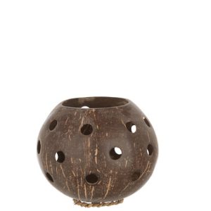 Theelicht Houder Kokosnoot Gaten Bruin Large