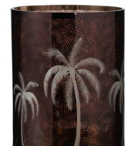 Windlicht Palmboom Glas Bruin Xlarge