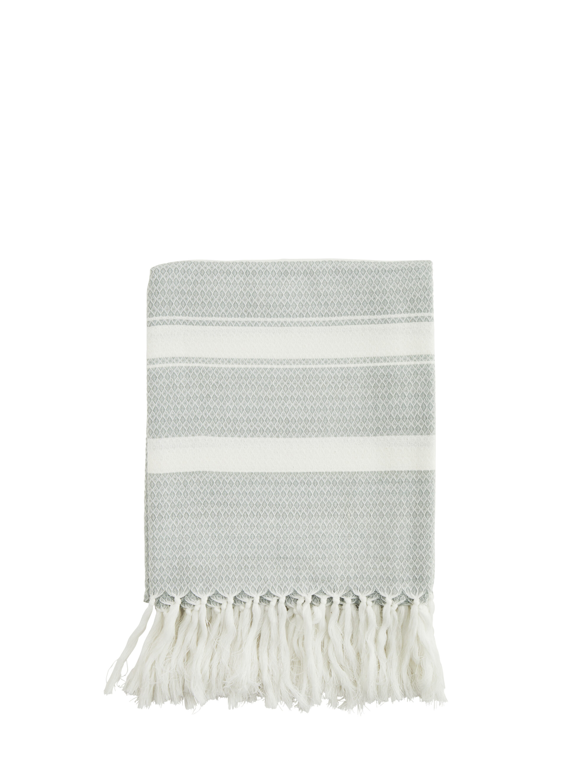 Striped Cotton Towel - Light Mint/Off White