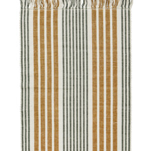 Striped Cotton Bath Mat - Off White/Mustard/Charcoal