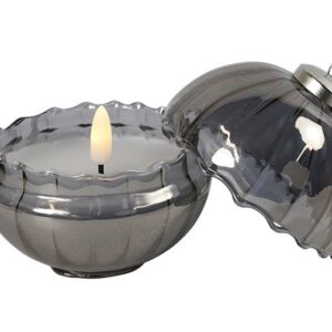 Kaars i/kerstbal LED ro Lyon grijs-L9B9H10,5CM