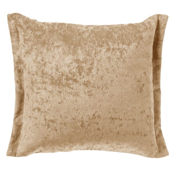 LEWIS - Sierkussen 45x45 cm - Fluweel - Met Sierrand - Semolina - Beige