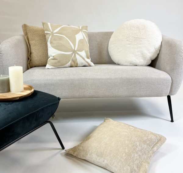 LEWIS - Sierkussen 45x45 cm - Fluweel - Met Sierrand - Semolina - Beige - Afbeelding 2