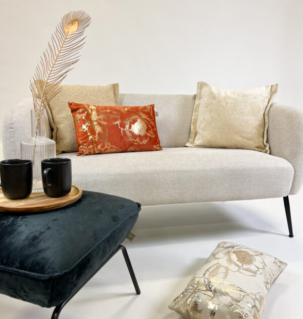 LEWIS - Sierkussen 45x45 cm - Fluweel - Met Sierrand - Semolina - Beige - Afbeelding 3