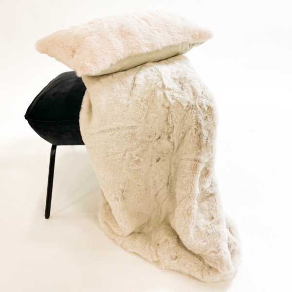 ZINZI - Plaid 140x180 cm - Bontlook - Effen Kleur - Pumice Stone - Beige - Afbeelding 3
