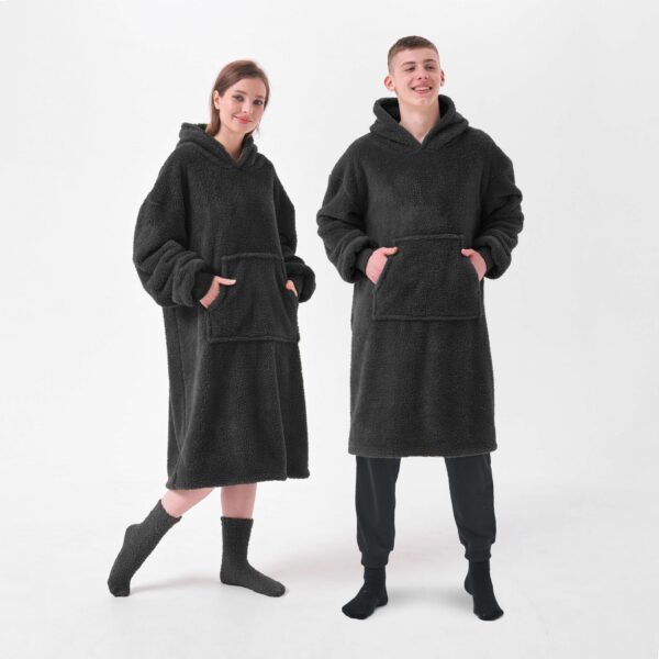 TEDDY - Oversized Hoodie - 70x110 cm - Hoodie & deken in één - extra grote trui met capuchon  - zwart -
