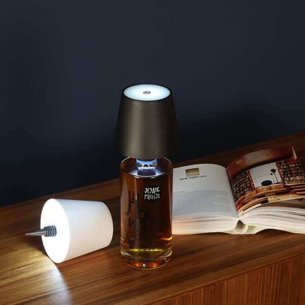 Lamp touch met flessenkurk LED Lux wit-L10,5 B10,5 H13CM - Afbeelding 3