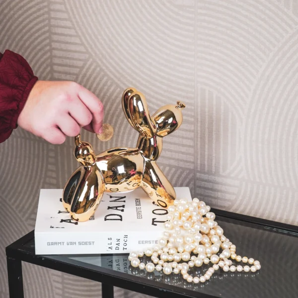 Money bank balloon dog - Gold - Afbeelding 2