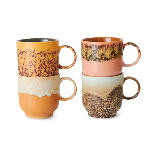 70s ceramics : cafe mugs cape (set of 4) | HK Living