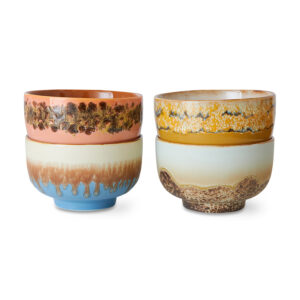 70s ceramics: noodle bowls seabreeze, set of 4 | HK Living