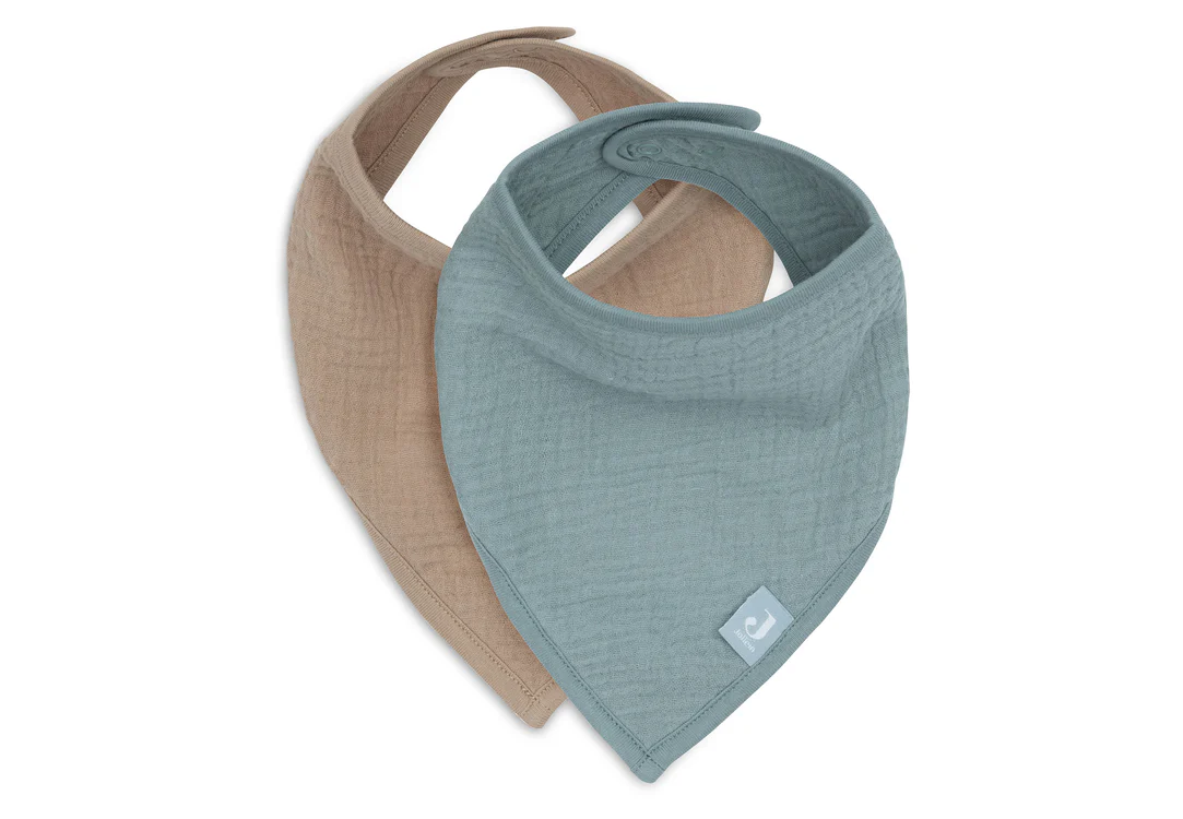 Slab Bandana Hydrofiel - Sea Green/Biscuit - 2 Stuks | Jollein