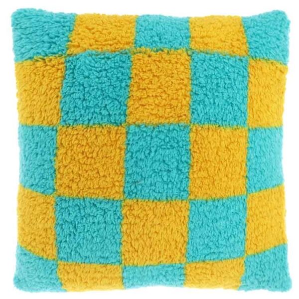 Check 53x53cm yellow/blue - Kussen 53 x 53