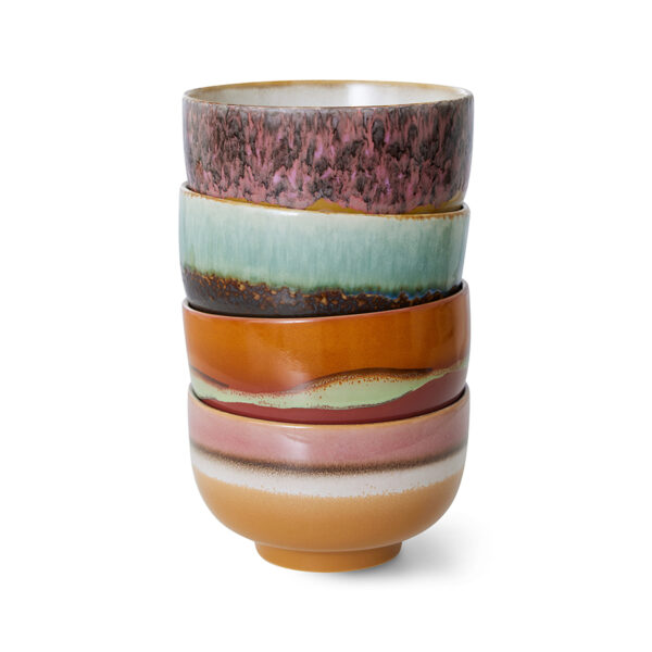 70s ceramics: noodle bowls geyser, set of 4 | HK Living - Afbeelding 2