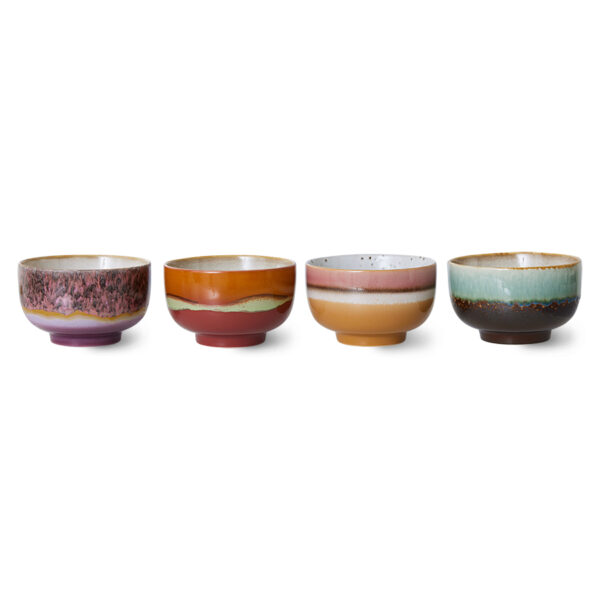 70s ceramics: noodle bowls geyser, set of 4 | HK Living - Afbeelding 3