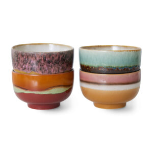 70s ceramics: noodle bowls geyser, set of 4 | HK Living