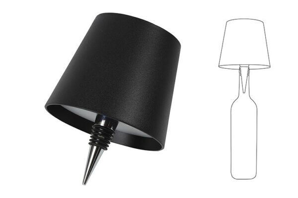Lamp touch flessenkork LED zwart-L10,5B10,5H13CM