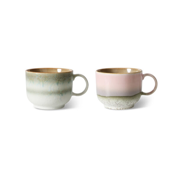 70s ceramics: tea cups nova, set of 2 | HK Living - Afbeelding 2